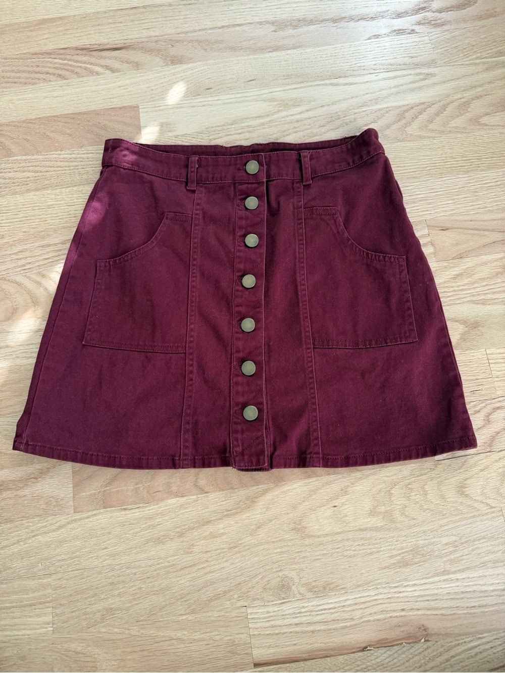 Alter’d State Button-Front Casual Mini Skirt - Burgundy